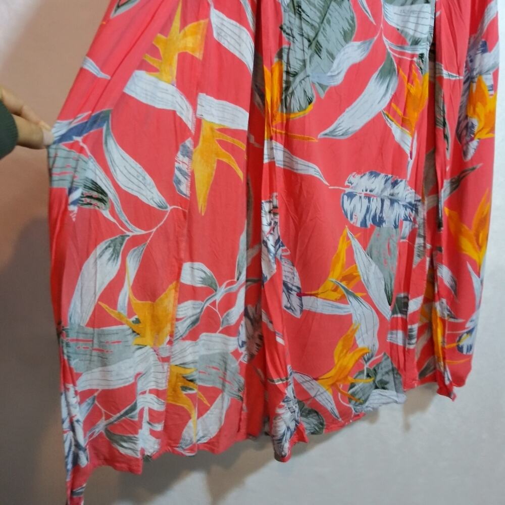 Patrons of Peace Coral Tropical Floral Double Slit Maxi Skirt Size L - Picture 3 of 7